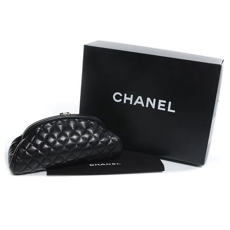 CHANEL Lambskin Quilted Timeless Clutch Black 